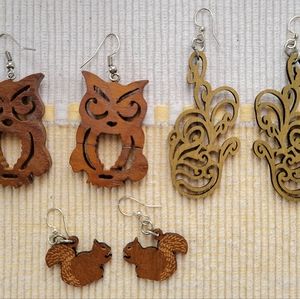 Wood Earrings - 3 pairs